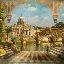 Схема вышивки «приморский город»