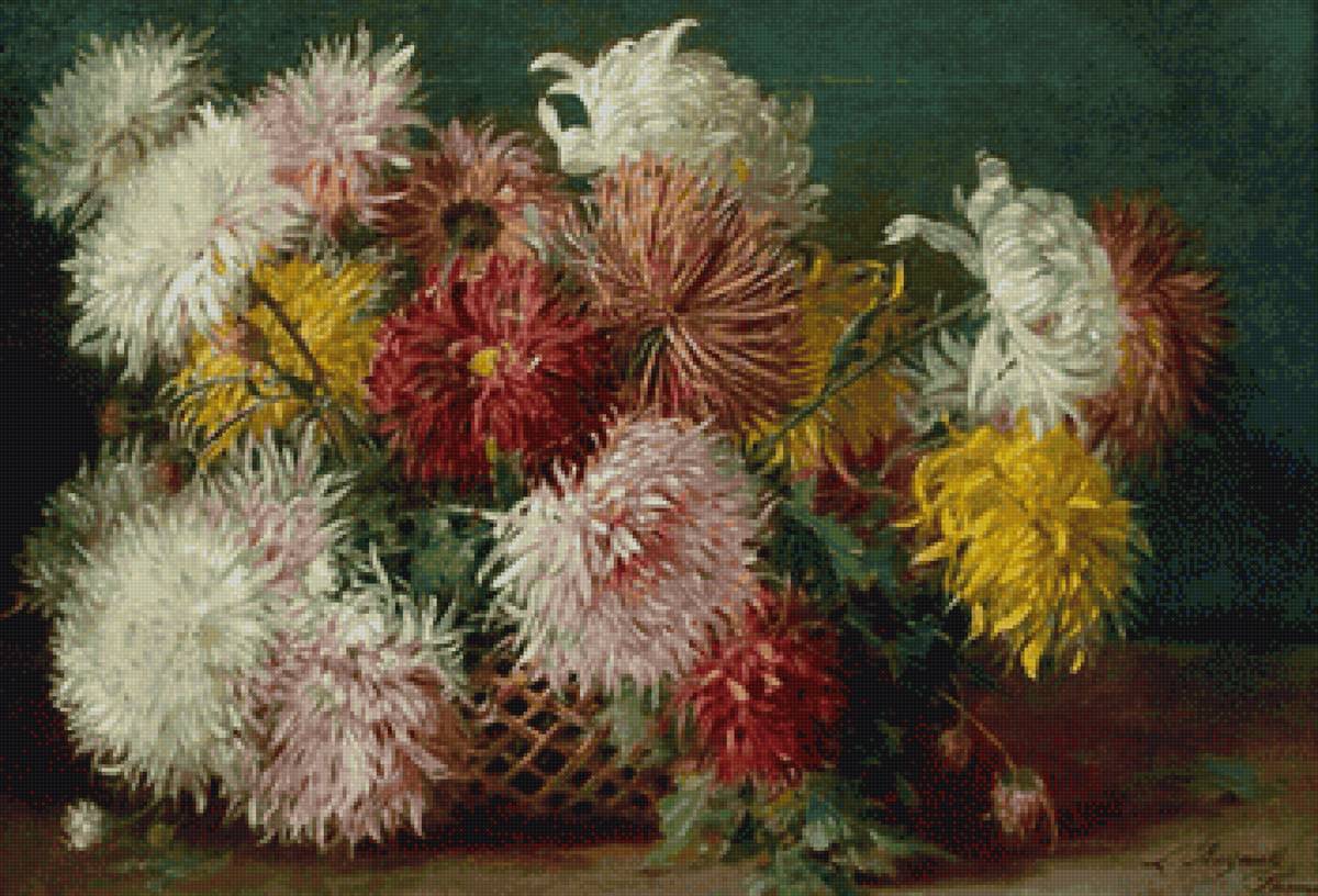 Хризантемы - цветы, хризантемы, живопись - предпросмотр