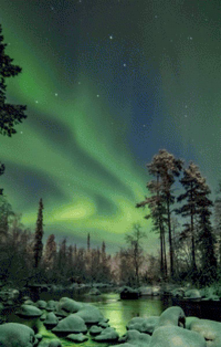 северное сияние 2 - сияние, зима, пейзаж - предпросмотр