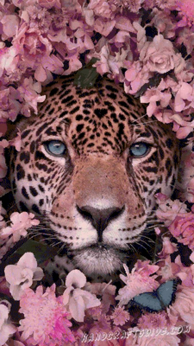 Леопард в цветах - предпросмотр