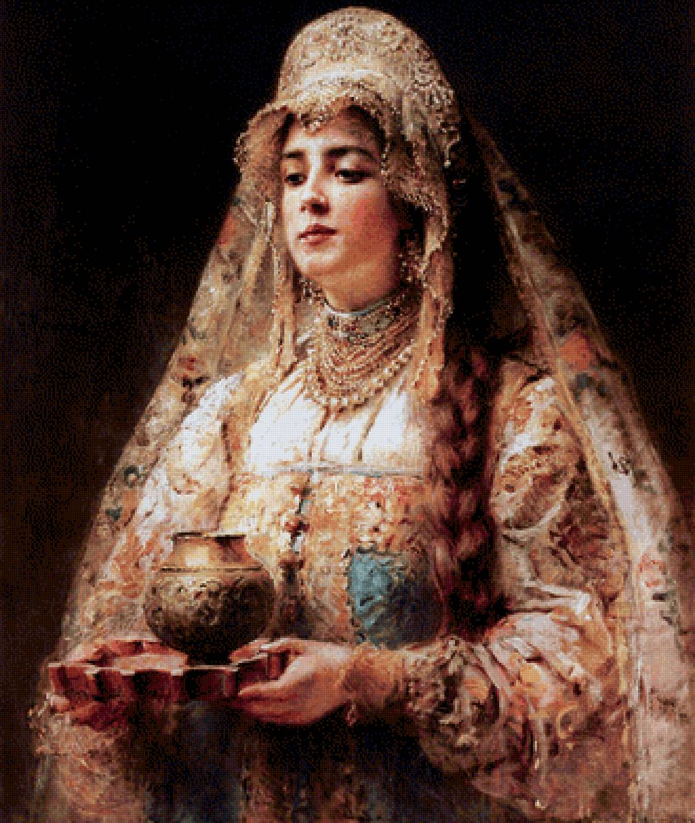 Боярышня - картина, маковский, живопись, люди, девушка - предпросмотр