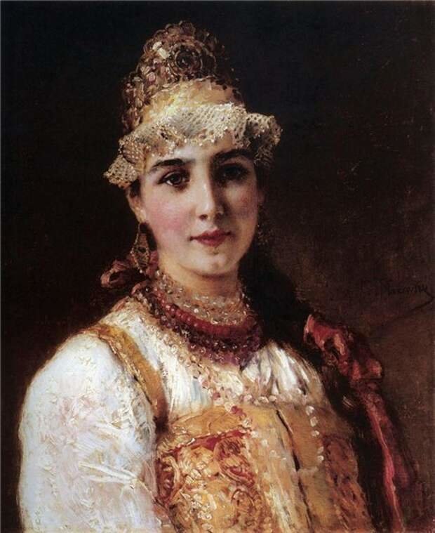 Боярышня - девушка, маковский, люди, картина, живопись - оригинал