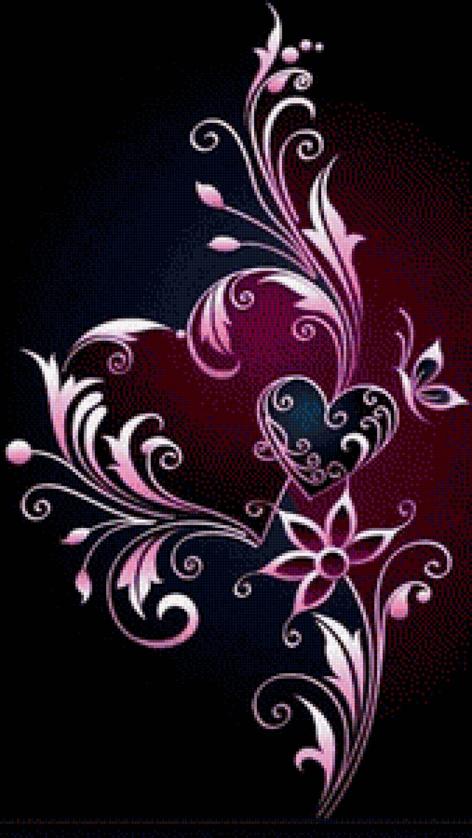 Узор с сердцем и бабочкой - бабочка - предпросмотр