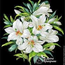 Схема вышивки «Цветы. Белые лилии»