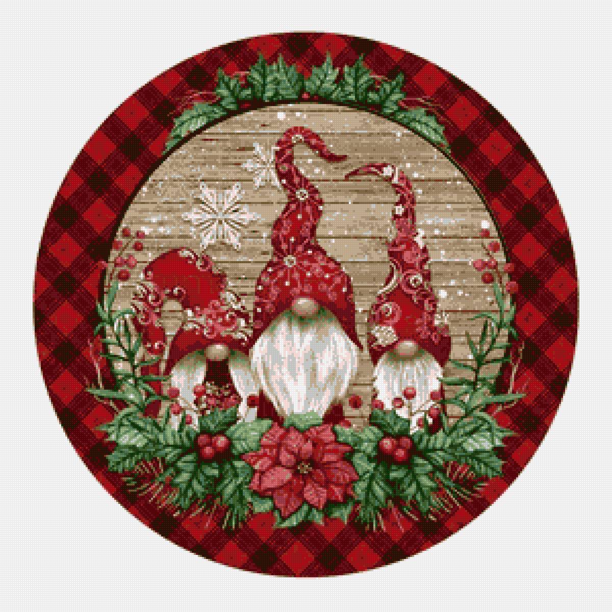 Гномики - новый год, тарелка, гномики - предпросмотр