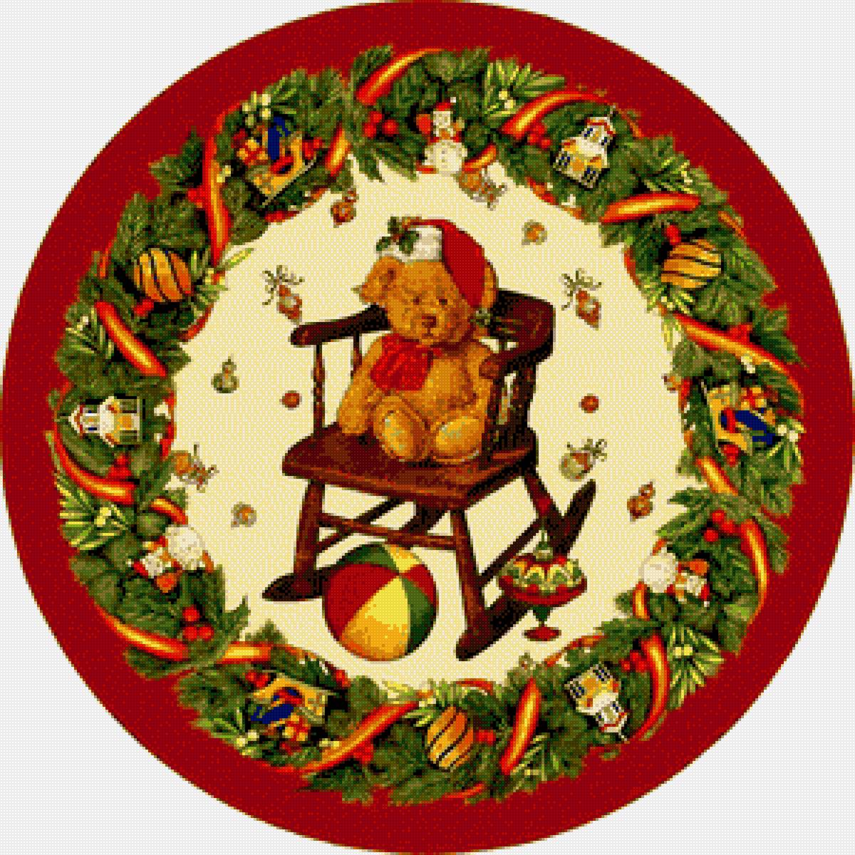 Новогодний мишка - мишка, венок, новый год - предпросмотр