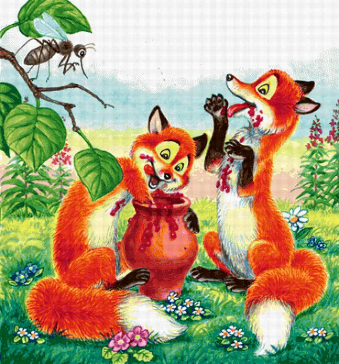 Лисички-сестрички - сказка, иллюстрация, лиса - предпросмотр