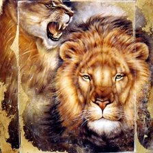 Схема вышивки «Пара львов»