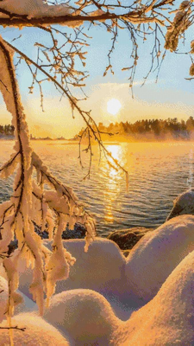 Солнечная зима - иней, зима - предпросмотр