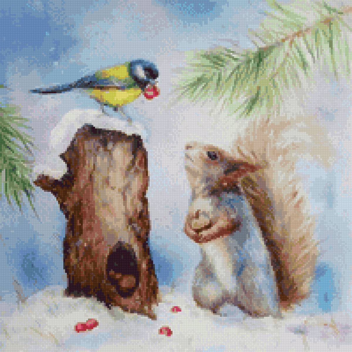 белочка с синичкой - предпросмотр