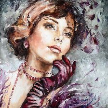 Схема вышивки «Женский портрет. Эльжбета Брожек»