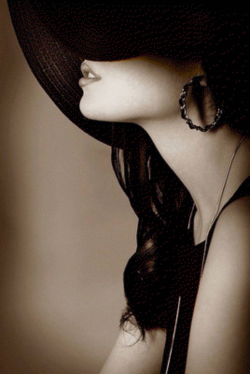 Девушка в шляпе - сепия, шляпа, девушка - предпросмотр