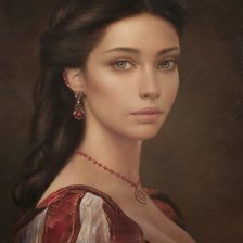 Оригинал схемы вышивки «Женщина с красным ожерельем» (№2592136)