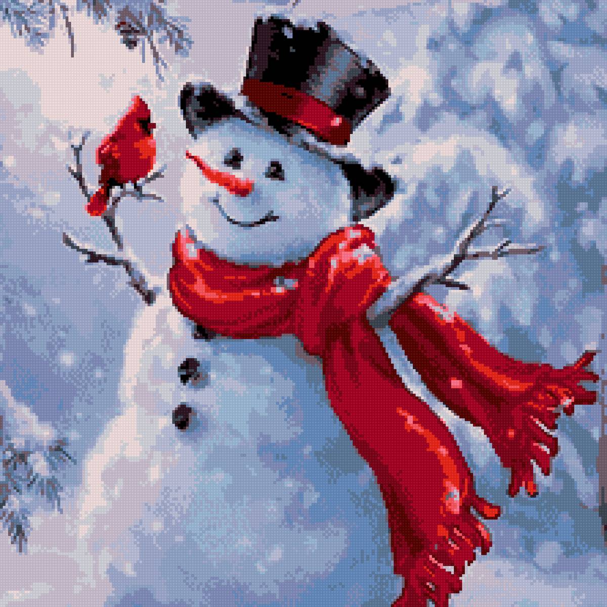 Снеговик - новый год, снеговик, новогодняя подушка, снег, зима - предпросмотр