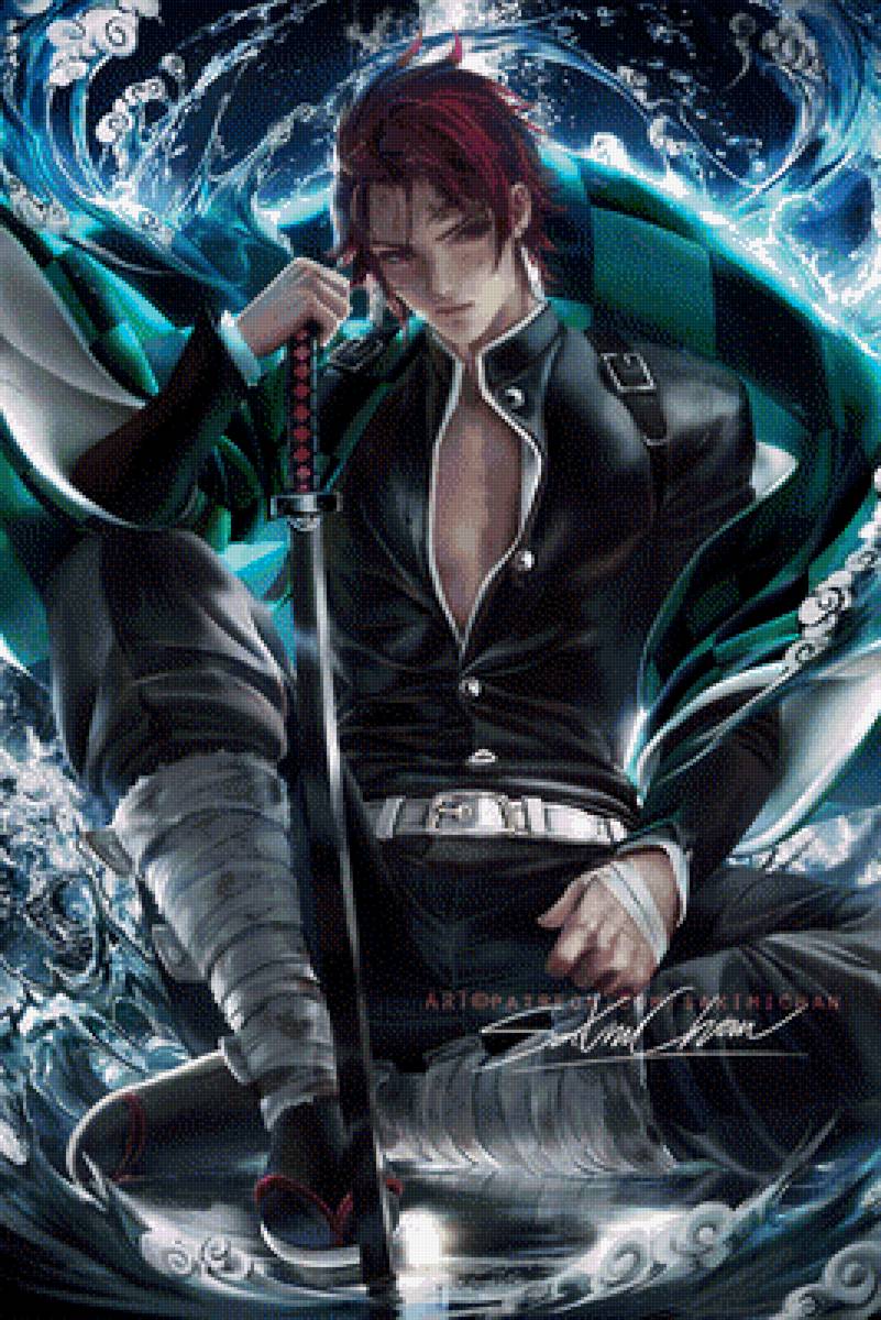 Танджиро - танджиро комадо. клинок рассекающий демонов. аниме. арт - предпросмотр