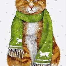 Схема вышивки «Котик и снежок»