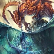 Схема вышивки «драконы двух стихий»