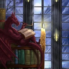 Схема вышивки «драконья библиотека»