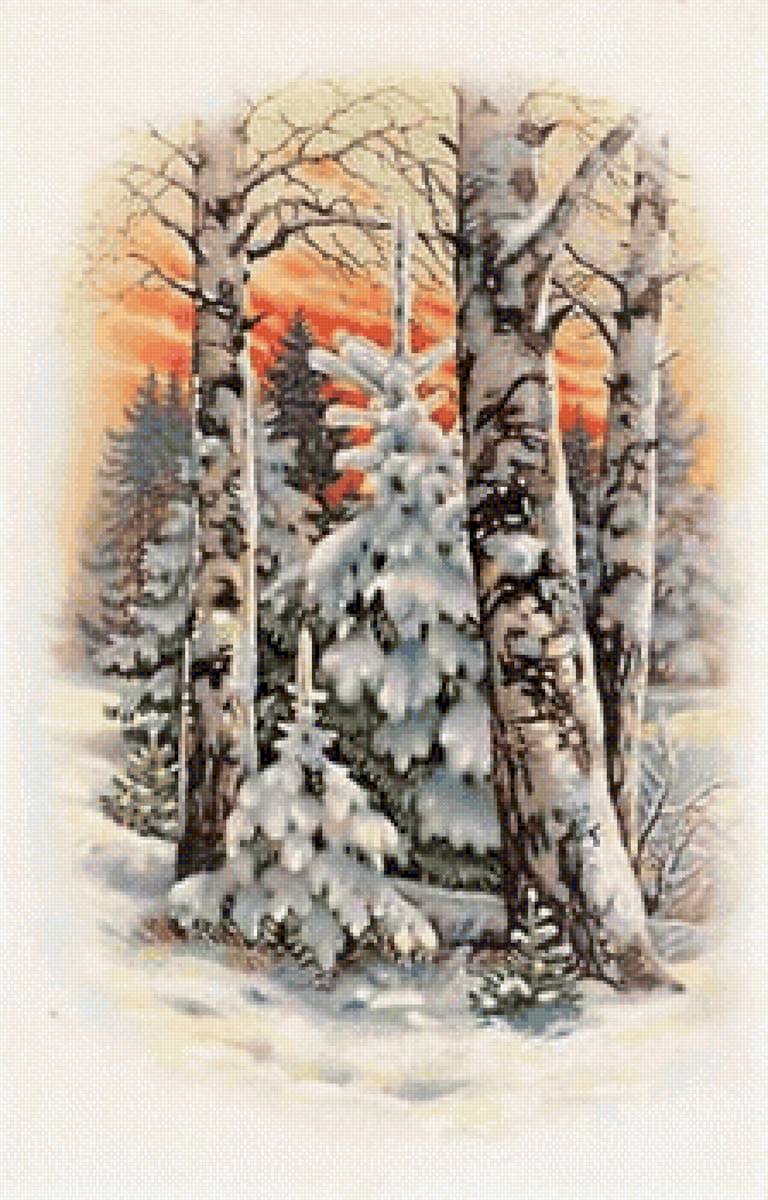 Зимняя картинка - пейзаж, зима - предпросмотр