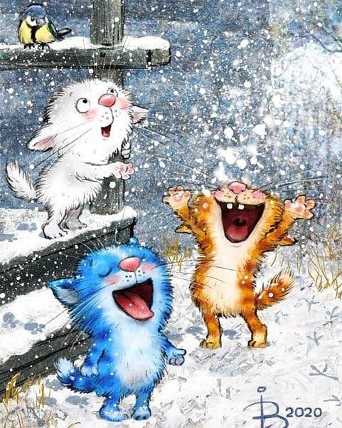 зима - котики, зима - оригинал