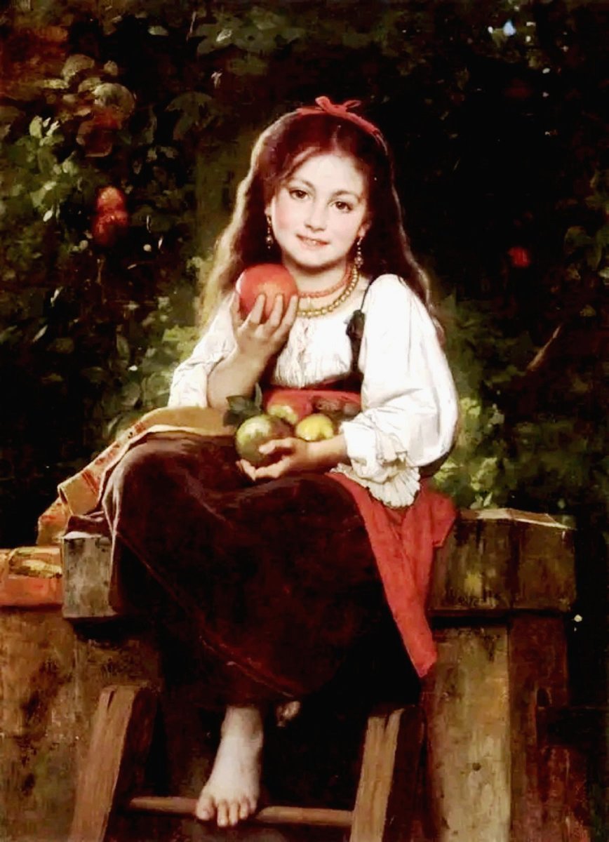 Девочка с яблоками - оригинал