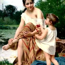 Схема вышивки «Мать и дочь на берегу озера»