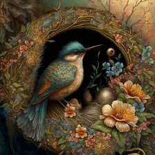 Схема вышивки «นกมลังมเลือง»