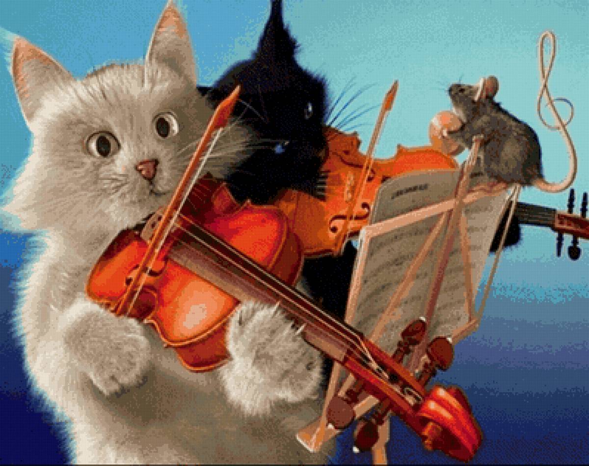 Скрипичное трио - кошки, животные, кошачий портрет - предпросмотр