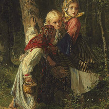 Оригинал схемы вышивки «дети в лесу» (№2600463)