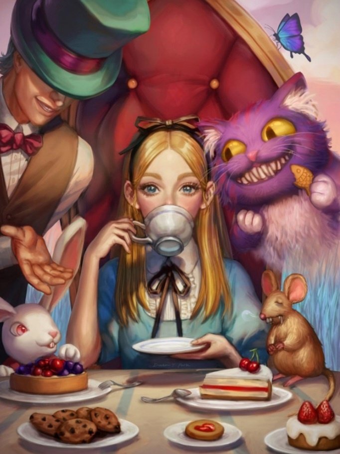 Алиса в стране чудес - пейзаж, животные - оригинал