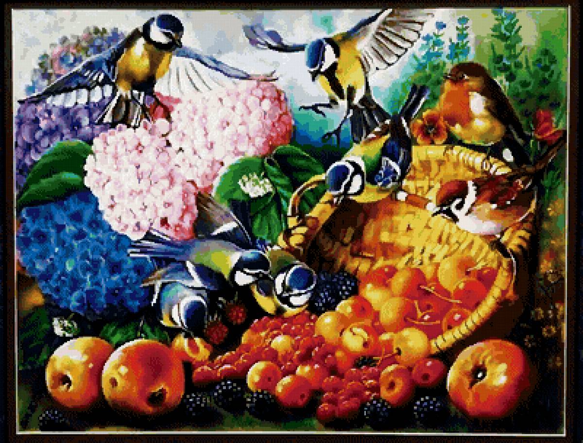 №2601205 - птицы, фрукты, цветы, натюрморт - предпросмотр