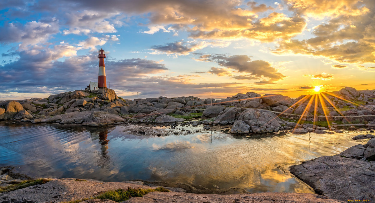 Маяк - море, маяк, закат - оригинал