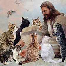 Оригинал схемы вышивки «Иисус Христос с котиками» (№2603294)