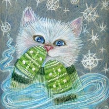 Схема вышивки «Теплые варежки»