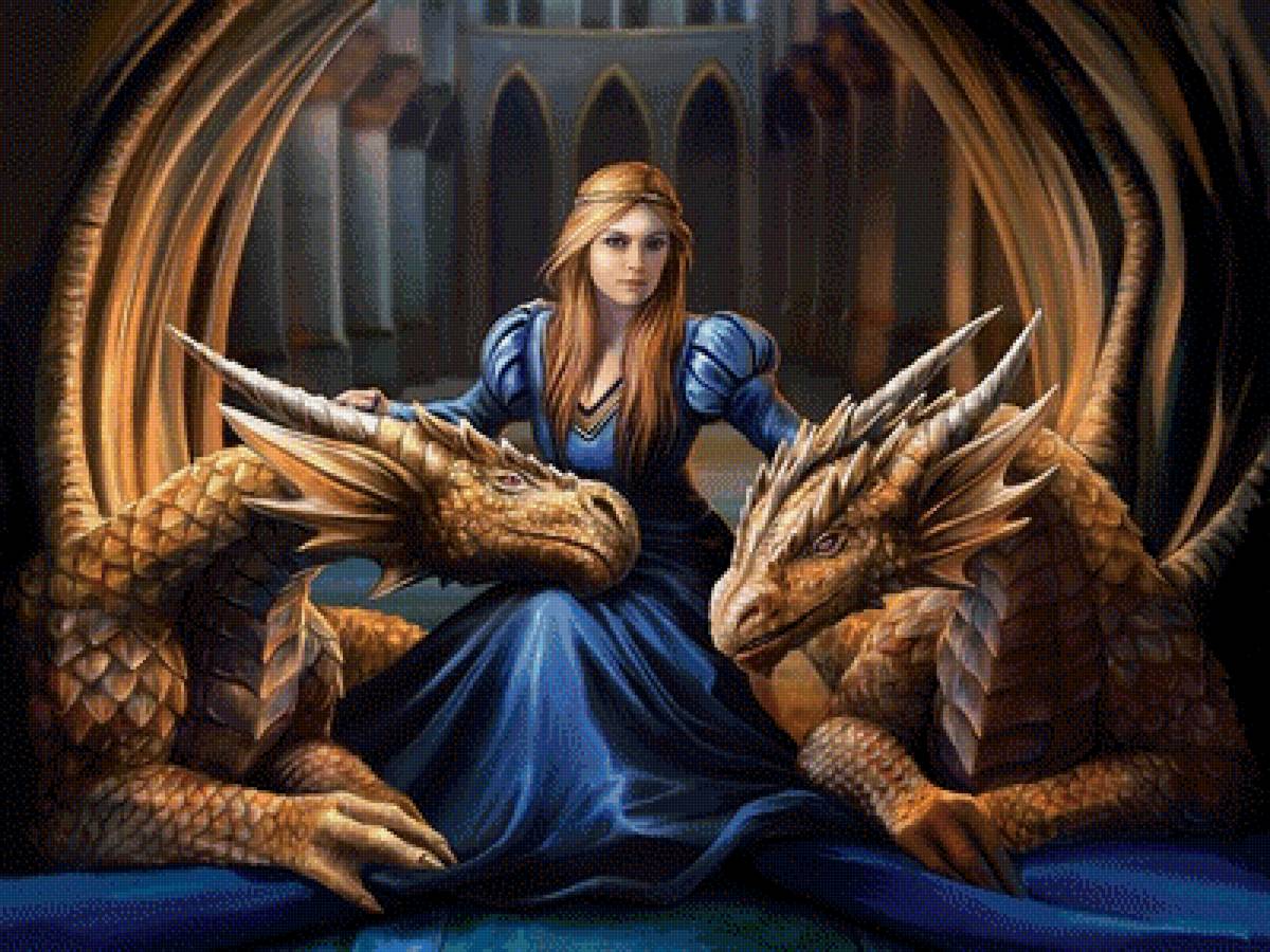 девушка с драконами - фентази - предпросмотр