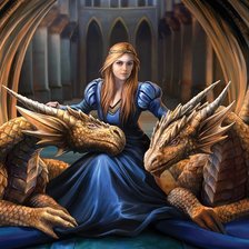 Схема вышивки «девушка с драконами»