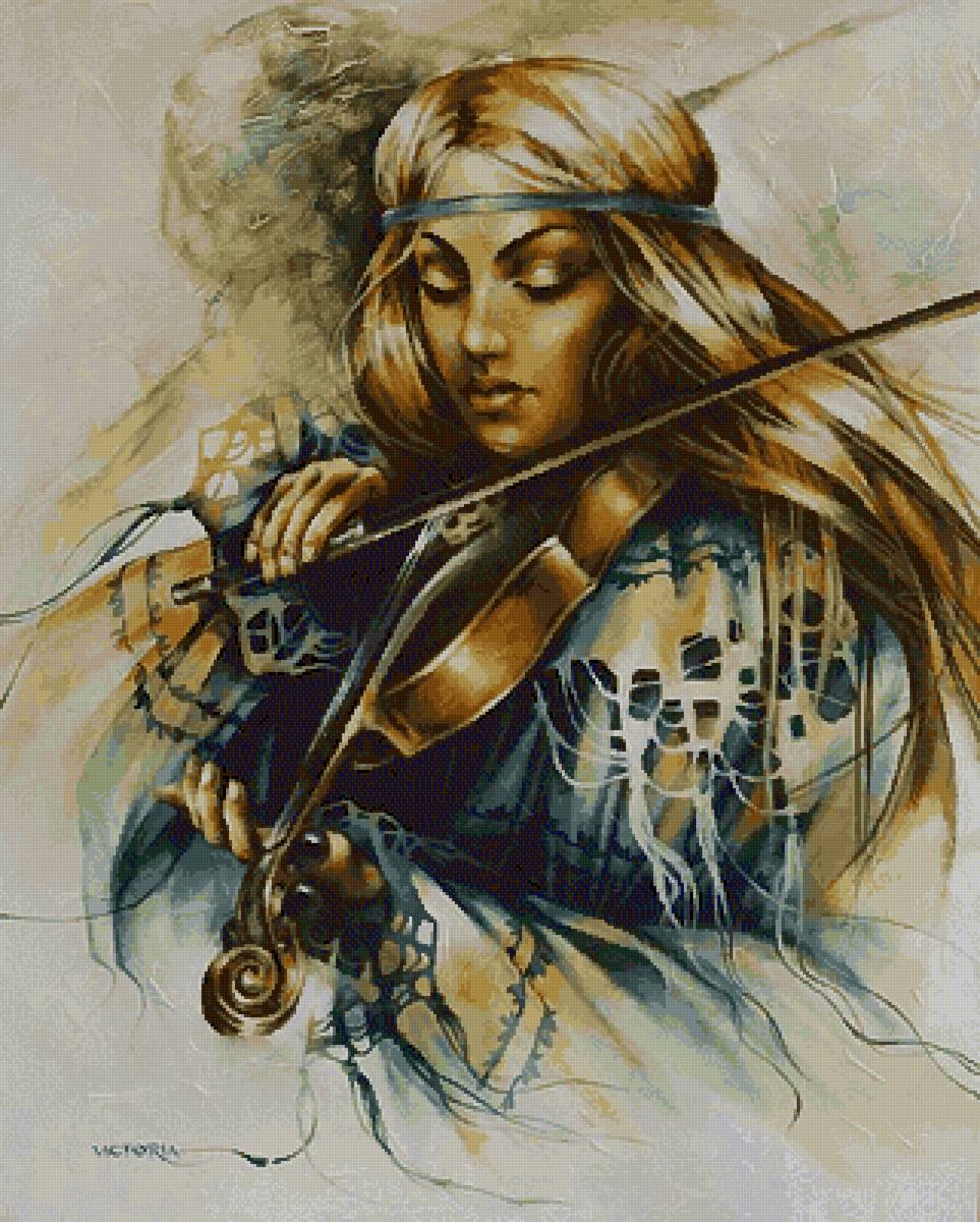 Образ скрипки. Живопись художник Victoria Stoyanova.