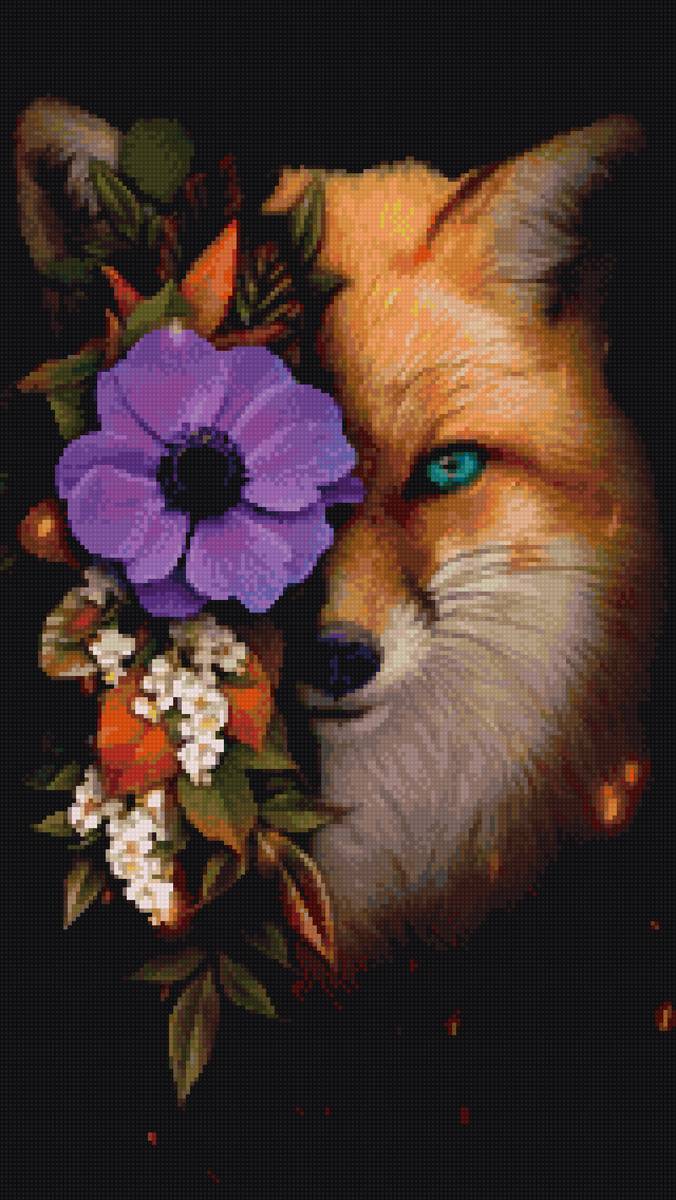 Лиса с цветком - предпросмотр