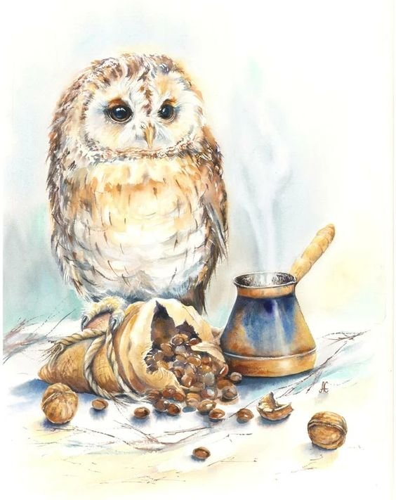 Утренний кофе - утро, сова, кофе - оригинал