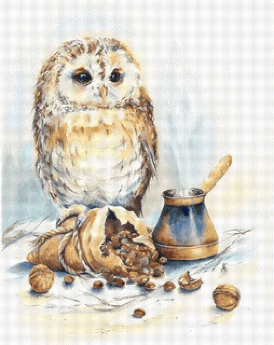 Утренний кофе - утро, кофе, сова - предпросмотр