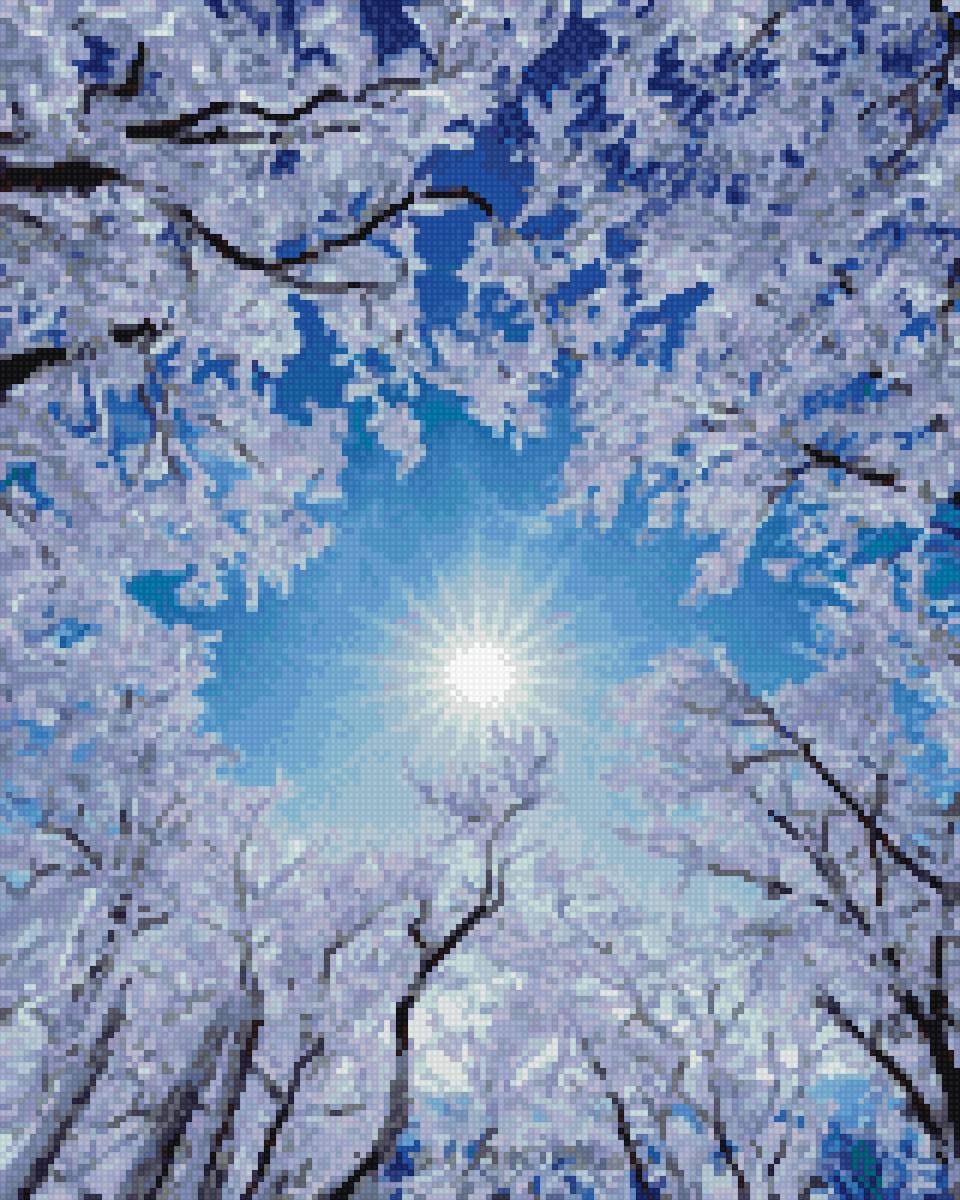 Зима - снег, деревья солнце - предпросмотр