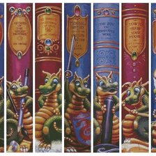 Схема вышивки «книжная полка с драконами»