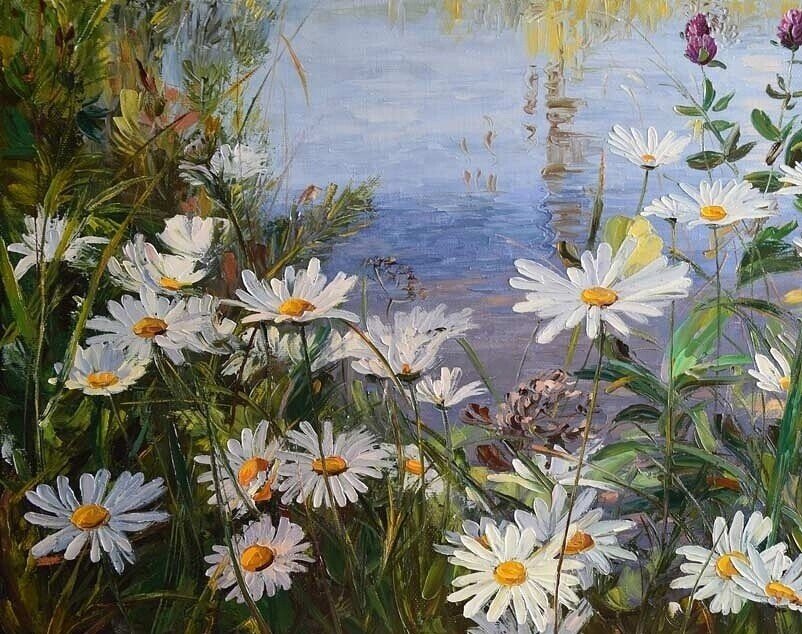 Ромашки - лето, ромашки, вода - оригинал