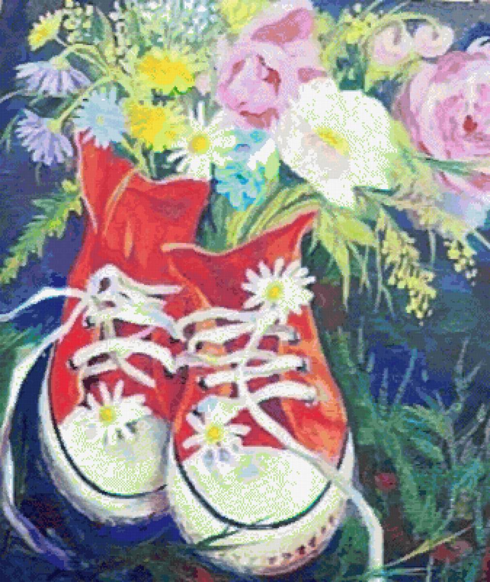 Кеды и цветы - предпросмотр