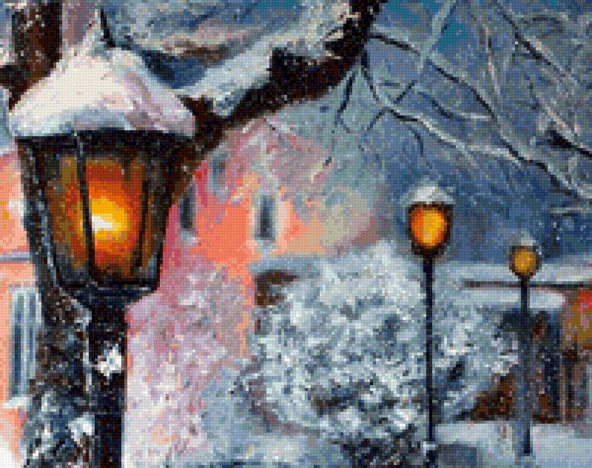 Ночь.Зима. - зима, снег, ночь, фонари - предпросмотр