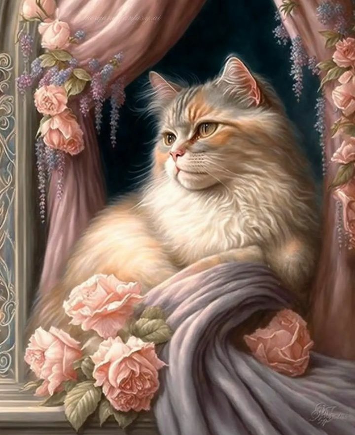 Кошка - цветы, животные, кошки - оригинал