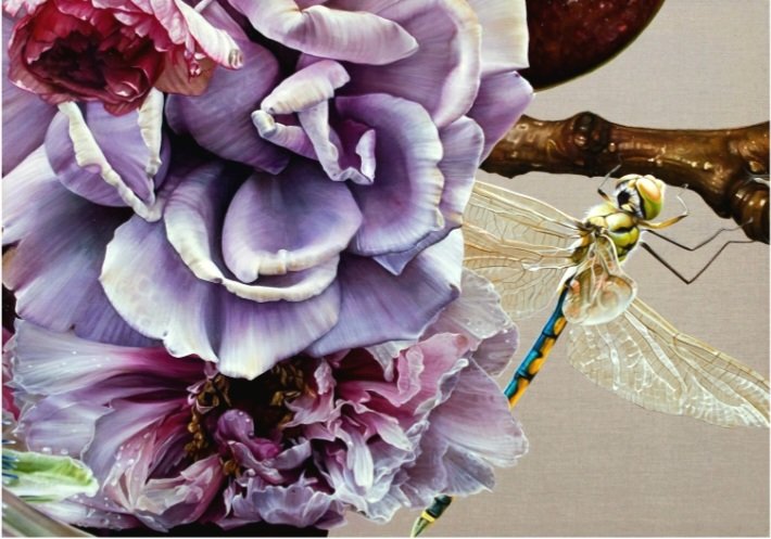Anne Middleton - стрекоза, цветы - оригинал