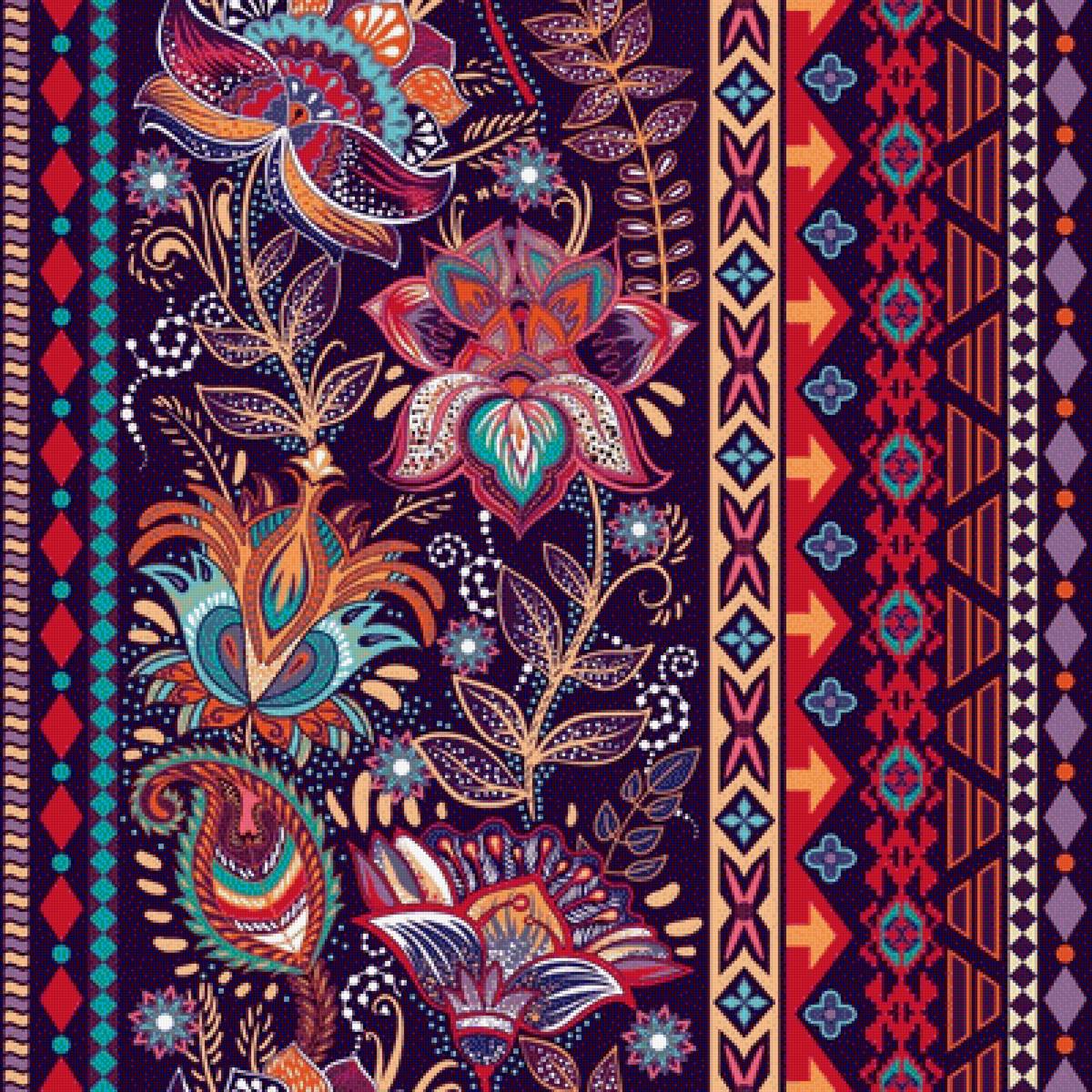 Орнамент - мотивы, подушка, многоцветье, геометрия, цветы, узор - предпросмотр