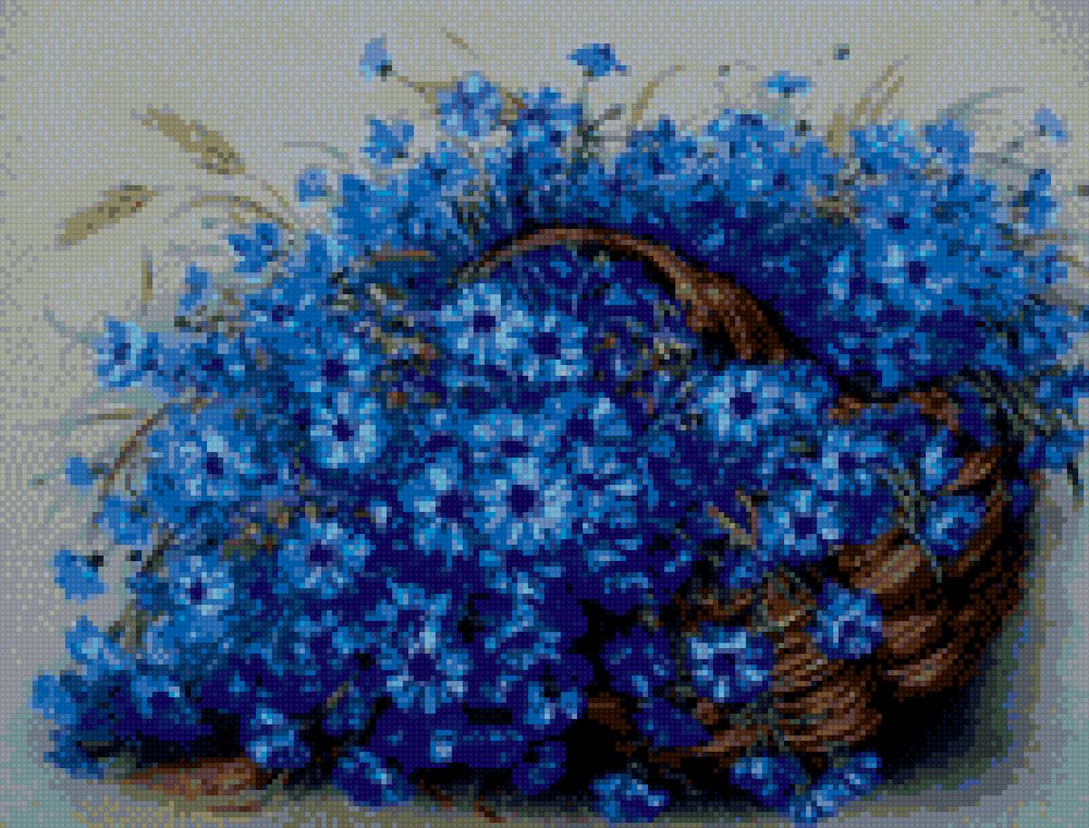 Васильки в корзине - цветы - предпросмотр