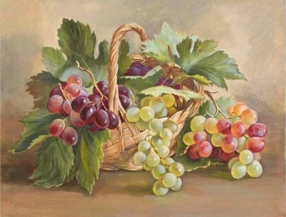 Корзина с виноградом - виноград, корзина - оригинал